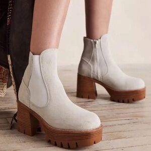 Jeffrey Campbell X Free People Preston Suede Platform Ankle Boots Size 10